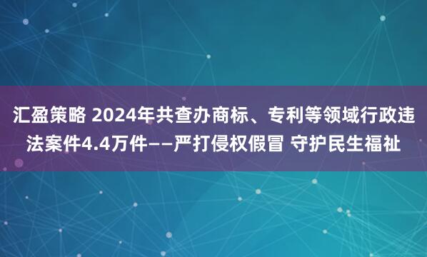 汇盈策略 2024年共查办商标、专利等领域行政违法案件4.4万件——严打侵权假冒 守护民生福祉